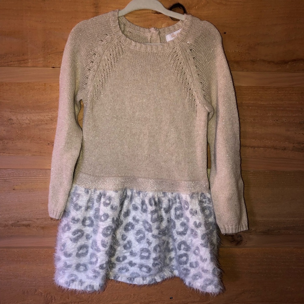 Lilly Wicket gold metallic dress animal print skirt size 2T